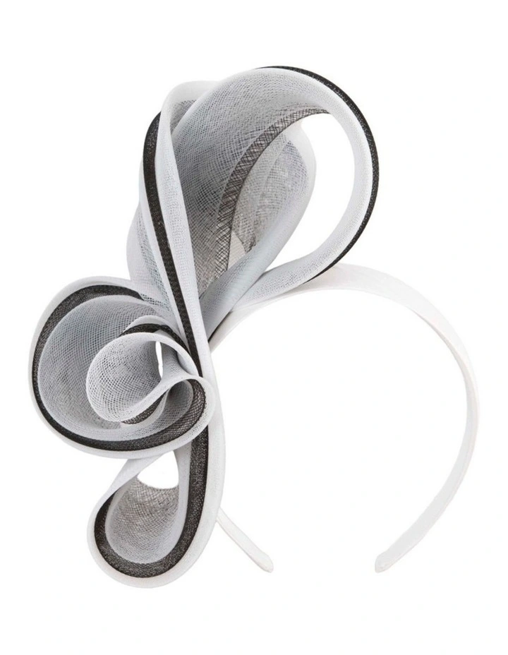 White & Black crinoline bow fascinator by Fillies Collection S327WB image 1