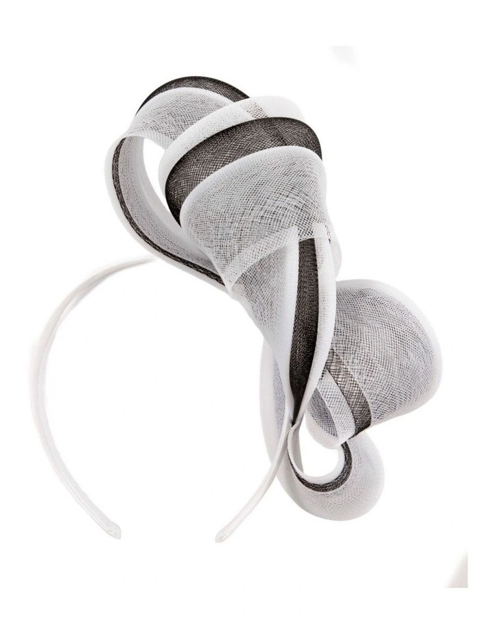 White & Black crinoline bow fascinator by Fillies Collection S327WB image 3
