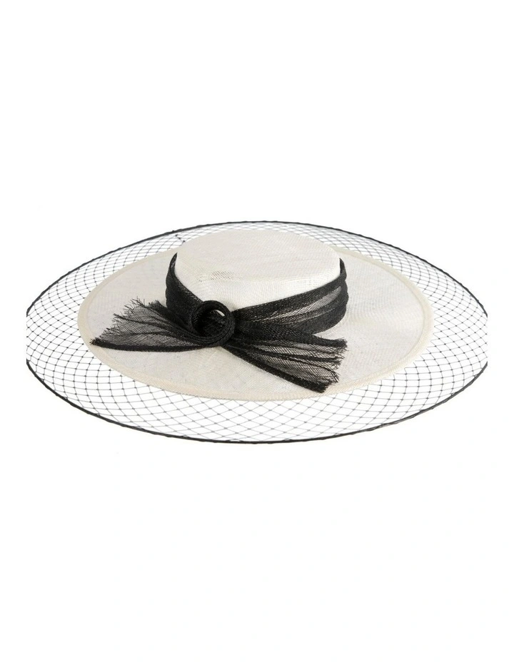 Cream & Black Sinamay Boater Hat by Max Alexander MA1004CB image 3
