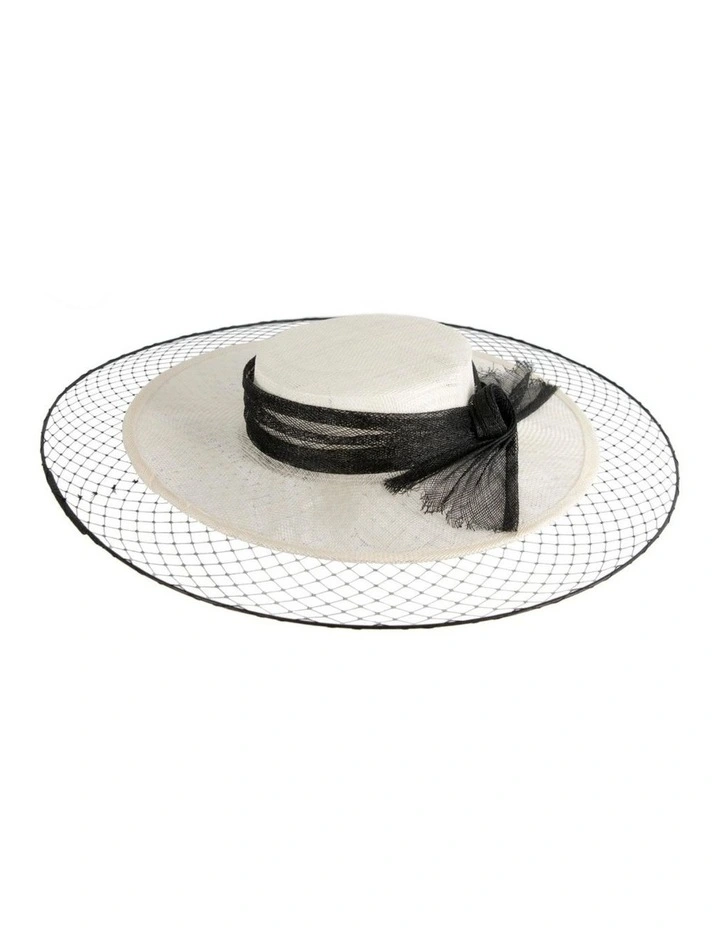 Cream & Black Sinamay Boater Hat by Max Alexander MA1004CB image 5