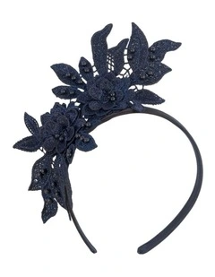 Navy Lace Floral Headband by Max Alexander MA1019N