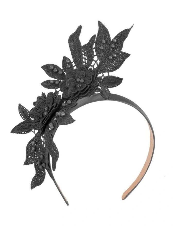 Black Lace Floral Headband by Max Alexander MA1019B image 1