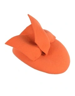 Orange felt winter racing pillbox fascinator J434OR
