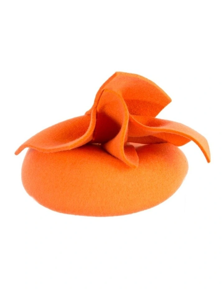 Orange felt winter racing pillbox fascinator J434OR image 5