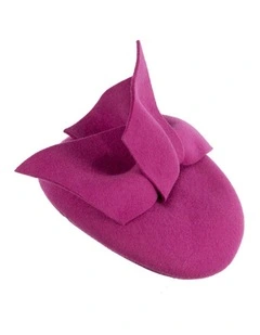 Fuchsia felt winter racing pillbox fascinator J434F
