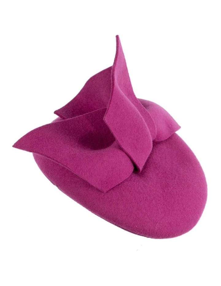 Fuchsia felt winter racing pillbox fascinator J434F image 1