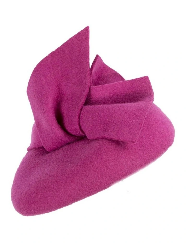 Fuchsia felt winter racing pillbox fascinator J434F image 2