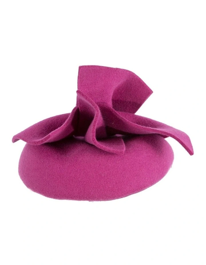 Fuchsia felt winter racing pillbox fascinator J434F image 5