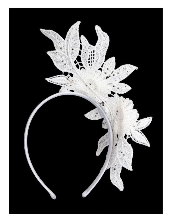 White Lace Floral Headband by Max Alexander MA1019WHT image 3