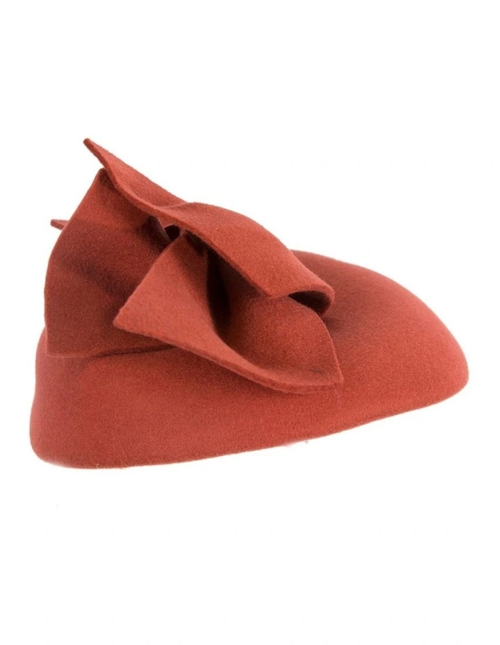 Rust orange felt winter racing pillbox fascinator J434RU image 3