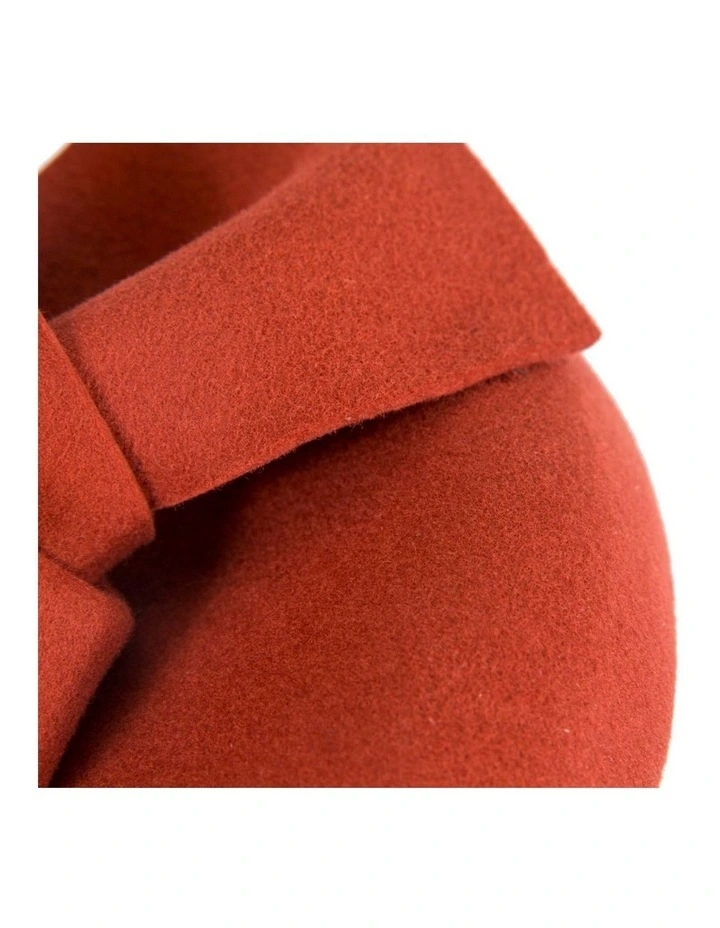 Rust orange felt winter racing pillbox fascinator J434RU image 4