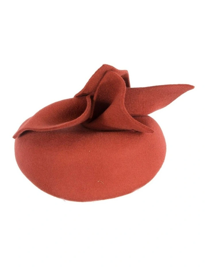 Rust orange felt winter racing pillbox fascinator J434RU image 5