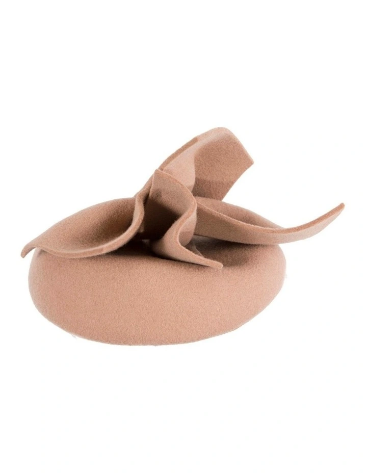 Beige felt winter racing pillbox fascinator J434BE image 5