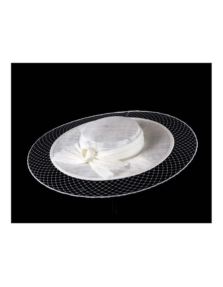 White Sinamay Boater Hat by Max Alexander MA1004WHT image 1