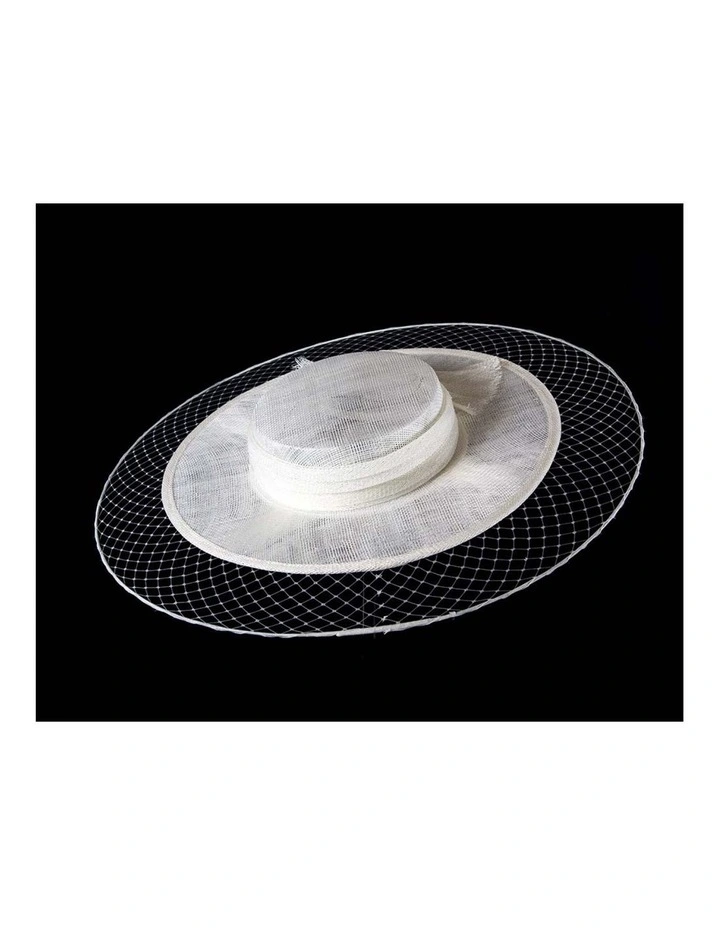 White Sinamay Boater Hat by Max Alexander MA1004WHT image 2