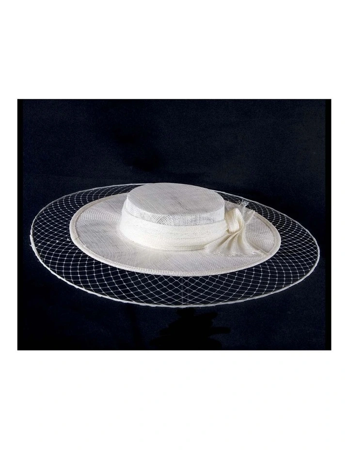 White Sinamay Boater Hat by Max Alexander MA1004WHT image 5