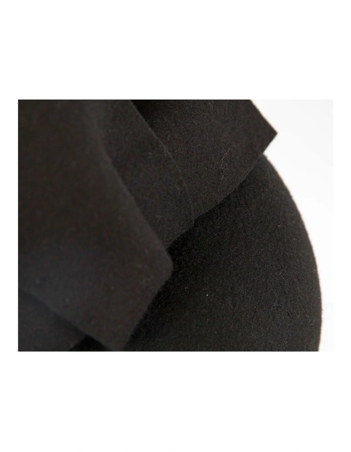 Black felt winter racing pillbox fascinator J434B image 4