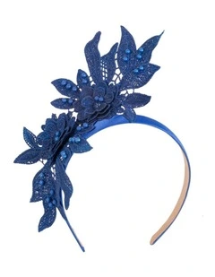 Royal Blue Lace Floral Headband by Max Alexander MA1019RB