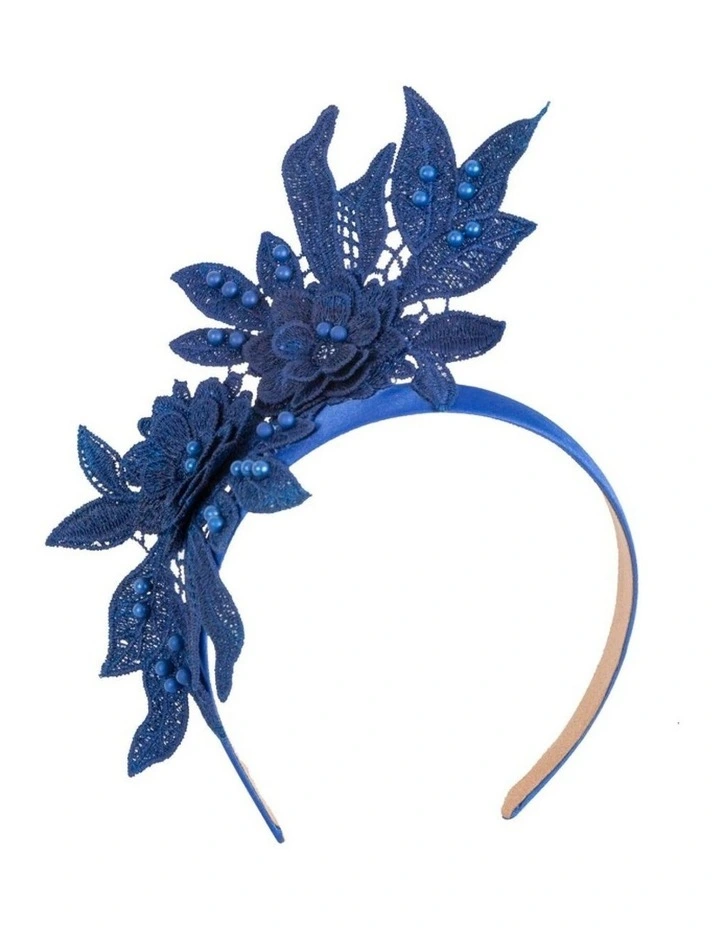 Royal Blue Lace Floral Headband by Max Alexander MA1019RB image 1