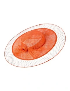 Orange Sinamay Boater Hat by Max Alexander MA1004OR