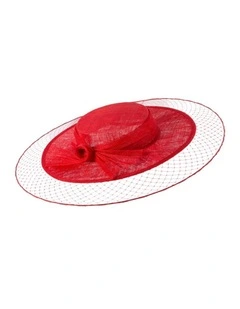 Red Sinamay Boater Hat by Max Alexander MA1004R