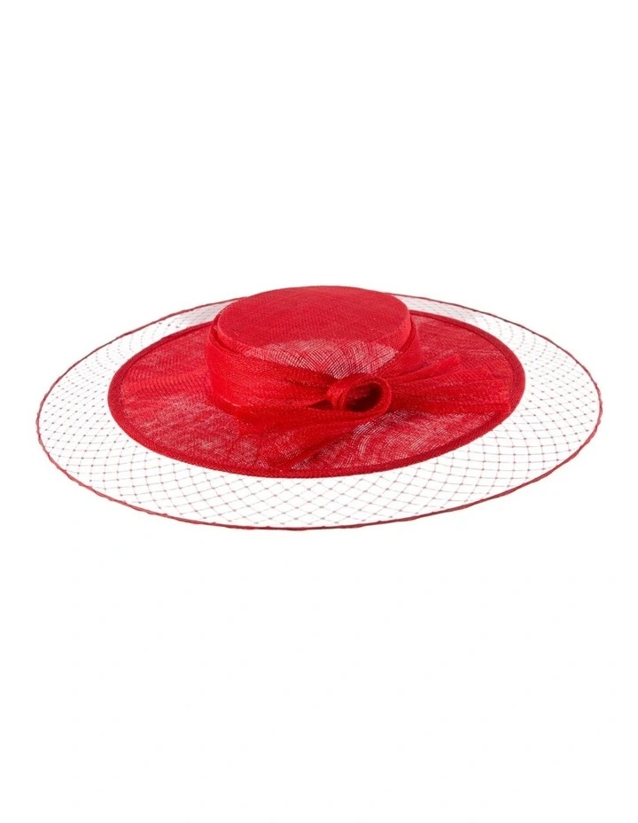 Red Sinamay Boater Hat by Max Alexander MA1004R image 3
