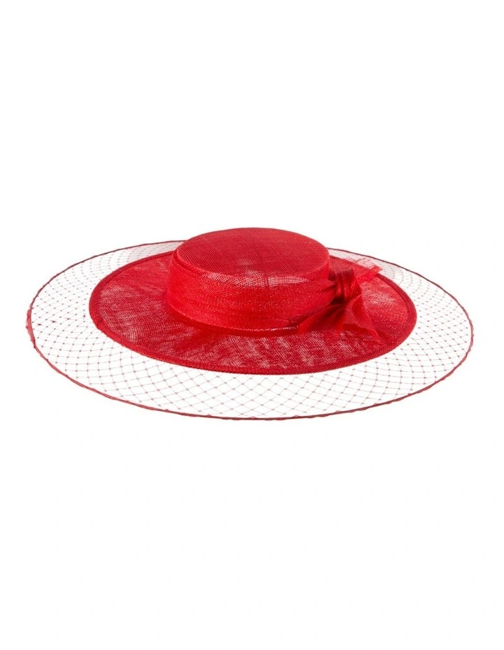 Red Sinamay Boater Hat by Max Alexander MA1004R image 5