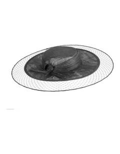 Black Sinamay Boater Hat by Max Alexander MA1004B