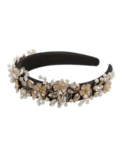 Black & Gold Embellished Headband by Max Alexander MA1025BG