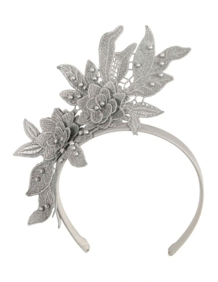 Silver Lace Floral Headband by Max Alexander MA1019S image 1