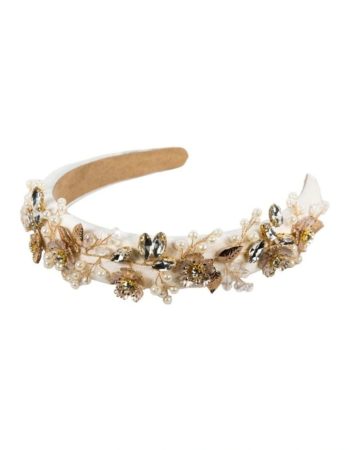 White & Gold Embellished Headband by Max Alexander MA1025WG image 1
