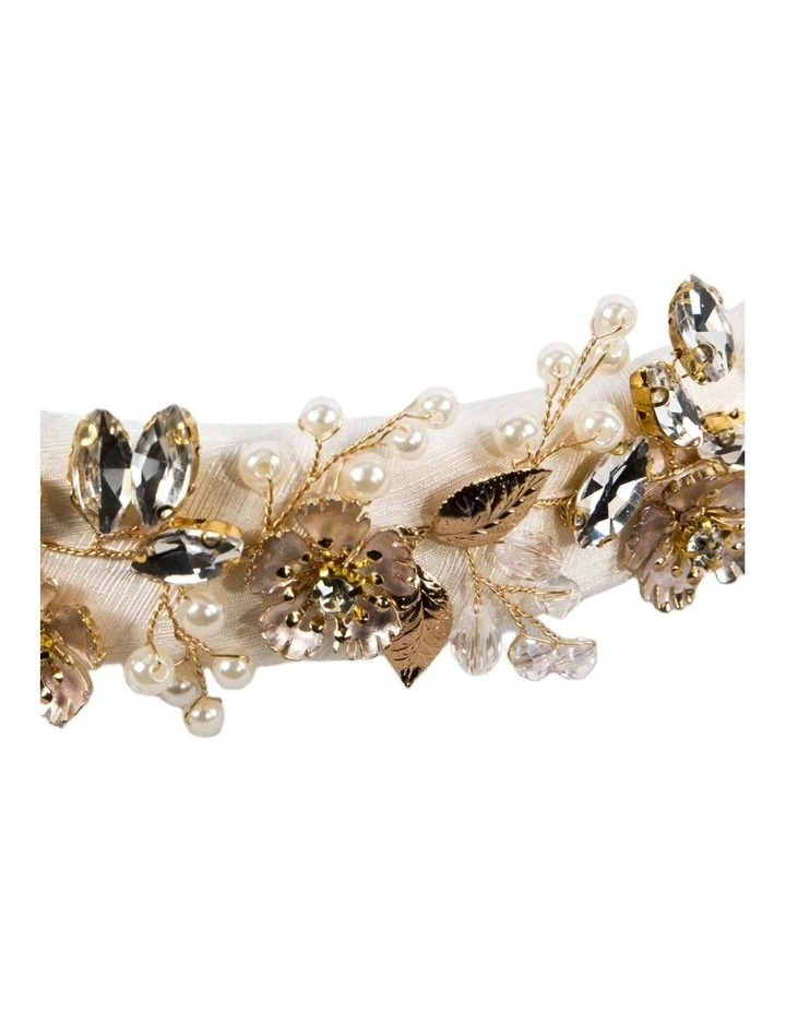 White & Gold Embellished Headband by Max Alexander MA1025WG image 2