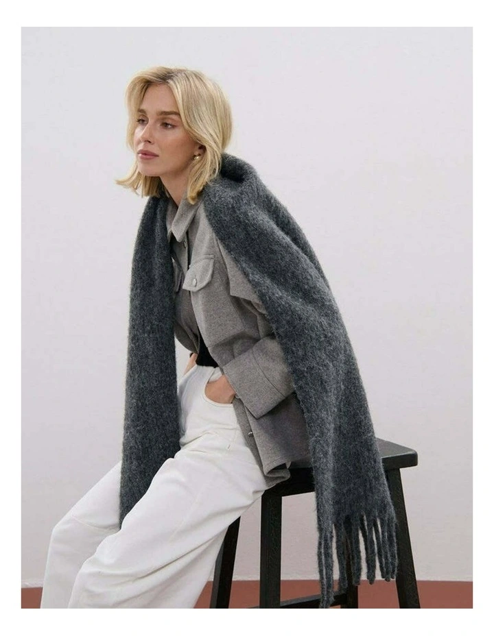 Betty Wool Blend Scarf - Charcoal image 2
