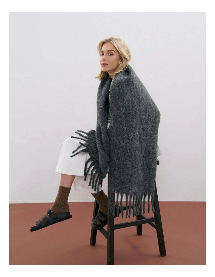 Betty Wool Blend Scarf - Charcoal image 5