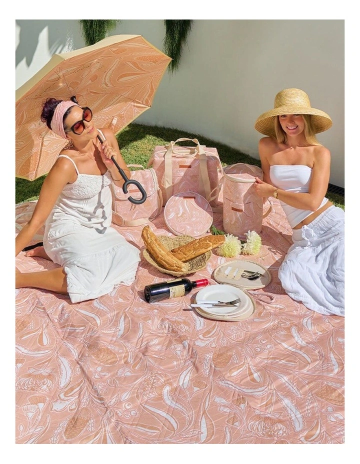 Annabel Trends Reverse Umbrella Auto Open Close C-Shaped Natives Tan 81cm image 4