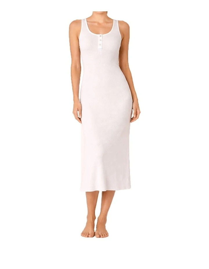Monique Long Sleeveless Henley Dress in Cream image 1