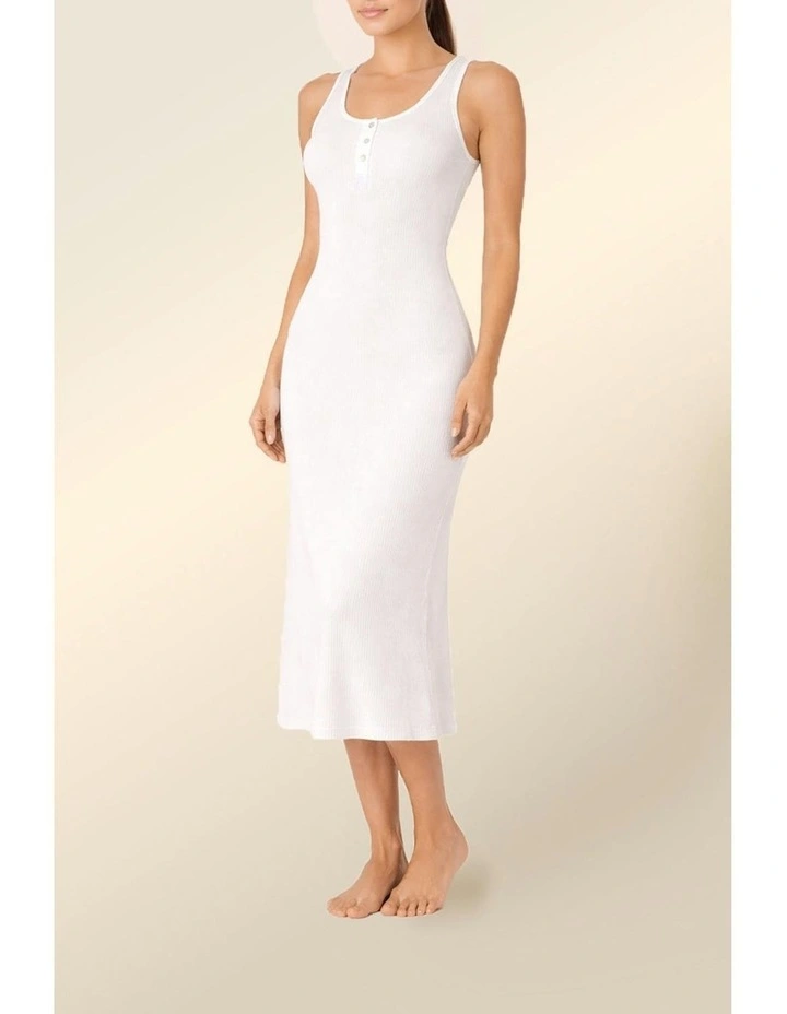 Monique Long Sleeveless Henley Dress in Cream image 3