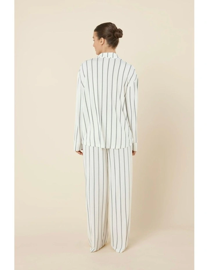 Harlow Bamboo Striped Pyjama Set in White image 4