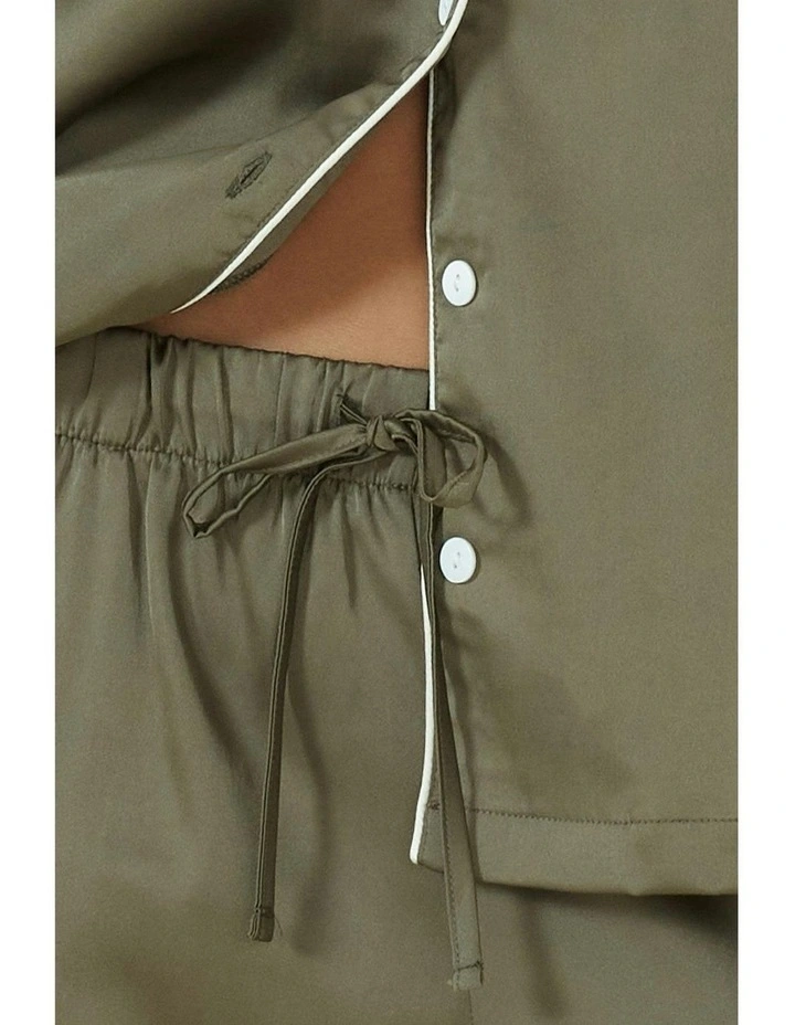 Luella Silky Satin pyjama Set in Olive image 2