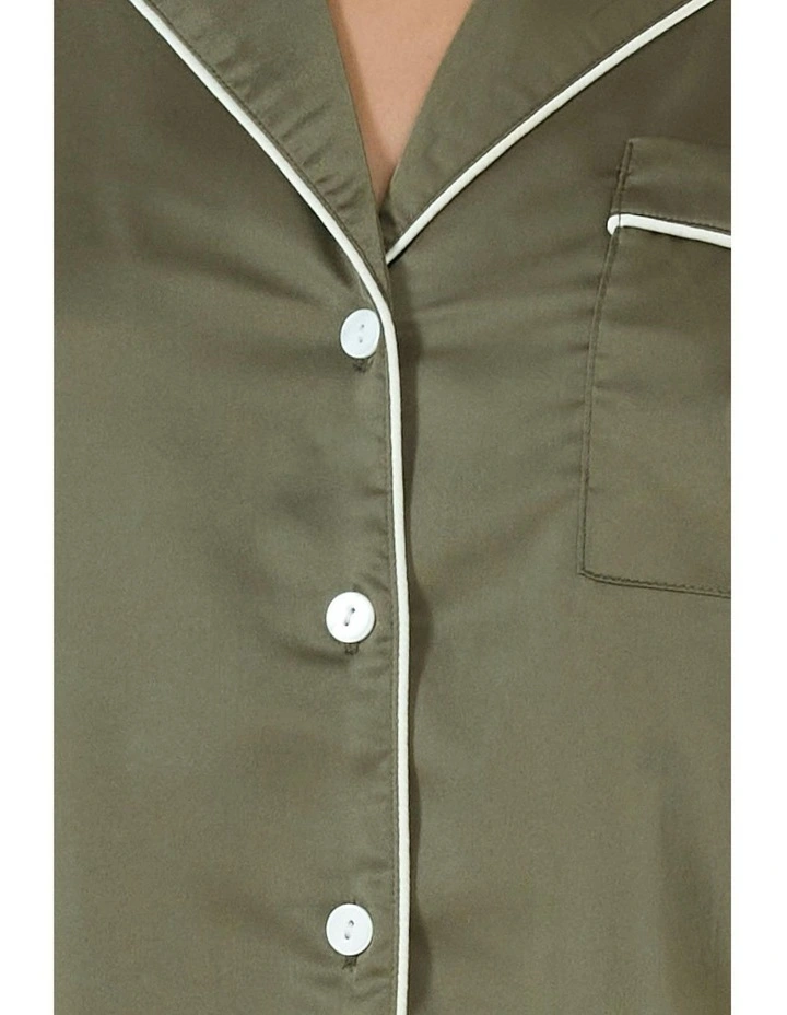 Luella Silky Satin pyjama Set in Olive image 3