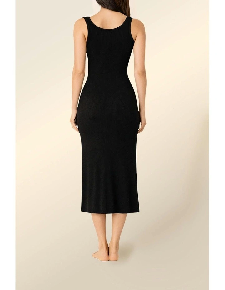 Monique Long Sleeveless Henley Dress in Black image 2