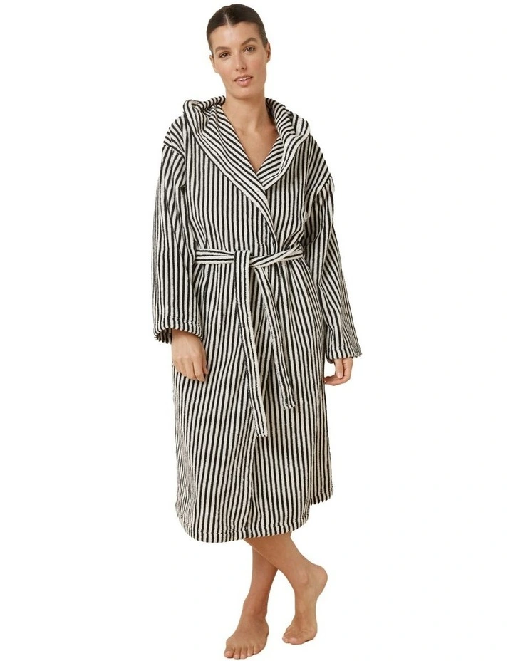 Adriana Terry Towel Robe in Black image 1