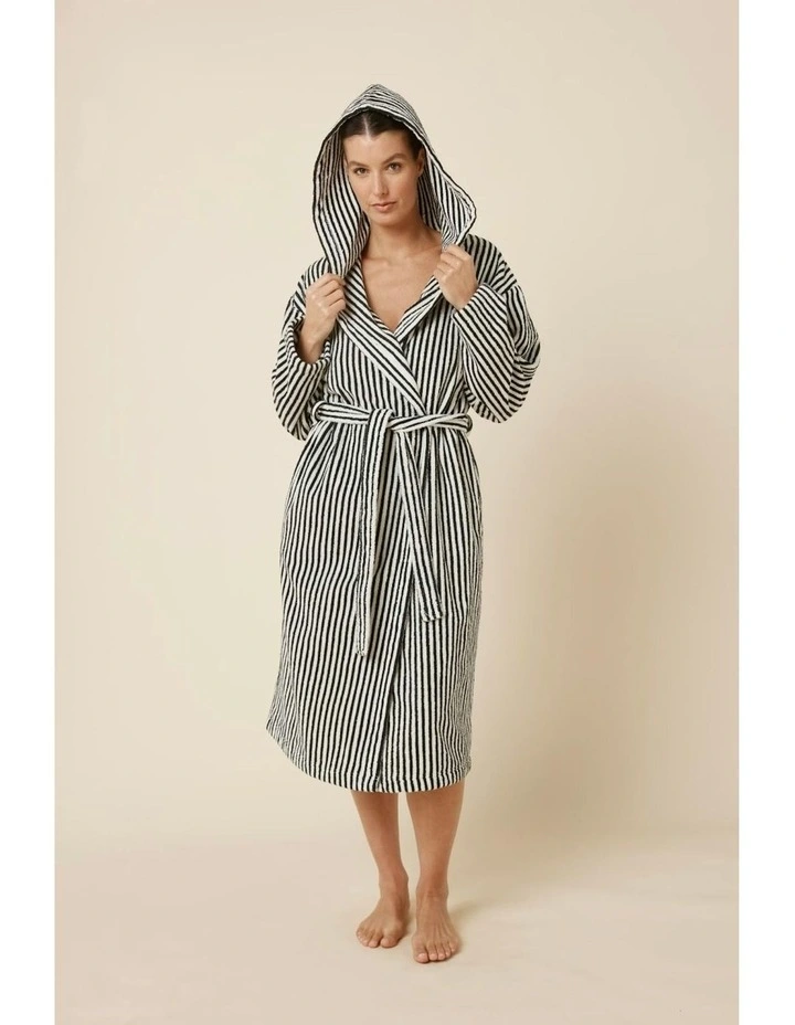 Adriana Terry Towel Robe in Black image 2