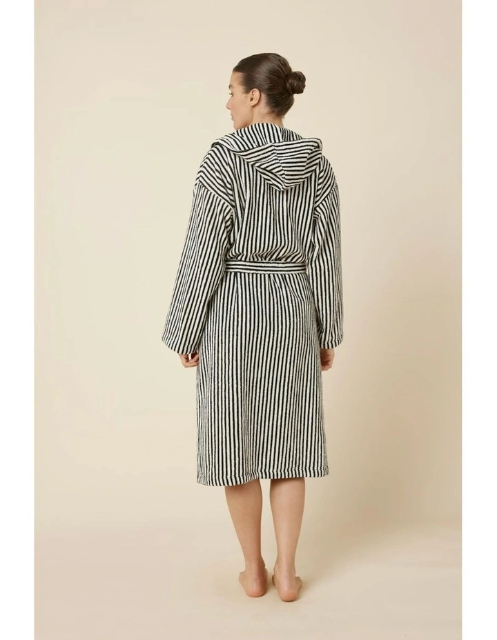 Adriana Terry Towel Robe in Black image 3