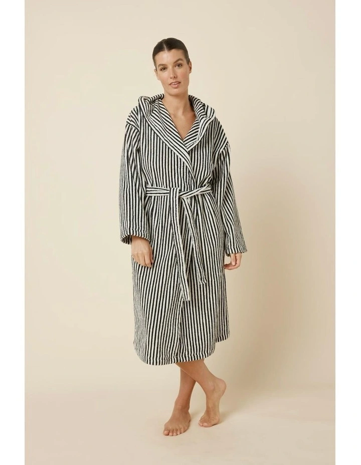 Adriana Terry Towel Robe in Black image 4