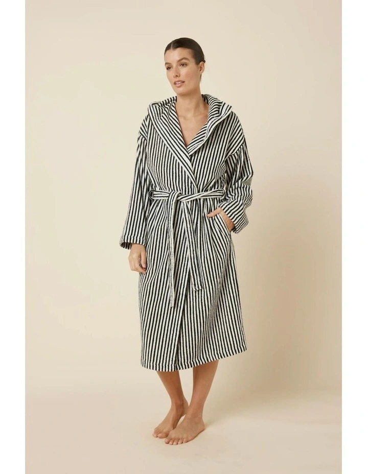 Adriana Terry Towel Robe in Black image 5