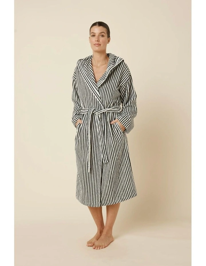 Adriana Terry Towel Robe in Black image 6