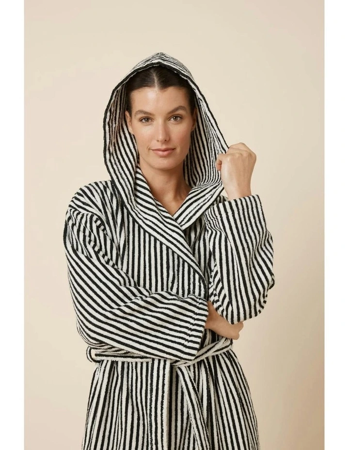 Adriana Terry Towel Robe in Black image 7