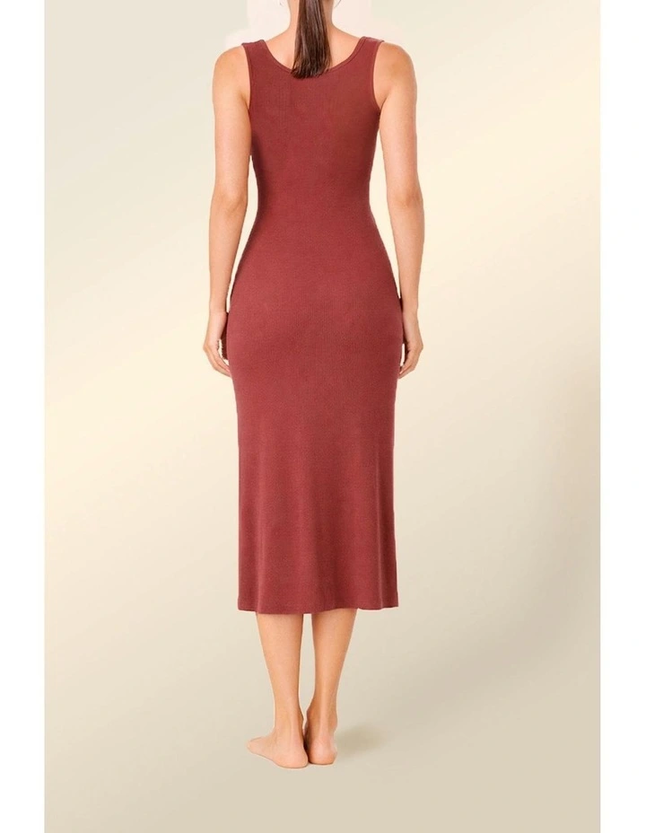 Monique Long Sleeveless Henley Dress in Red image 2
