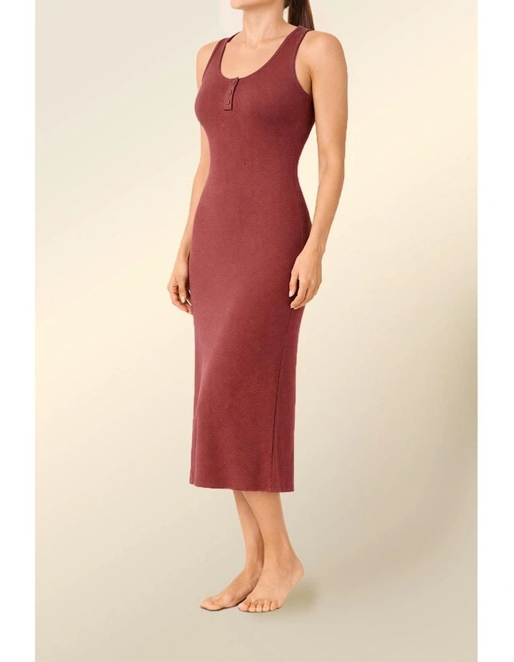 Monique Long Sleeveless Henley Dress in Red image 3